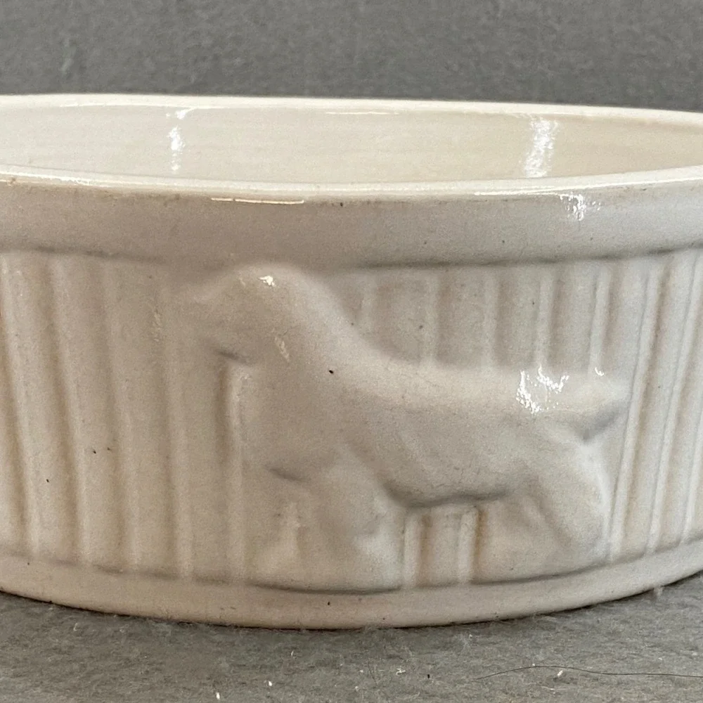 Robinson Ransbottom RRPC Vintage Dog Bowl USA Roseville Ohio Stoneware 1930s